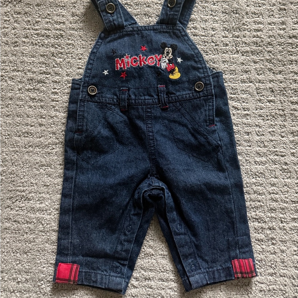 Disney Blue Denim Overalls with Mickey Embroidery
